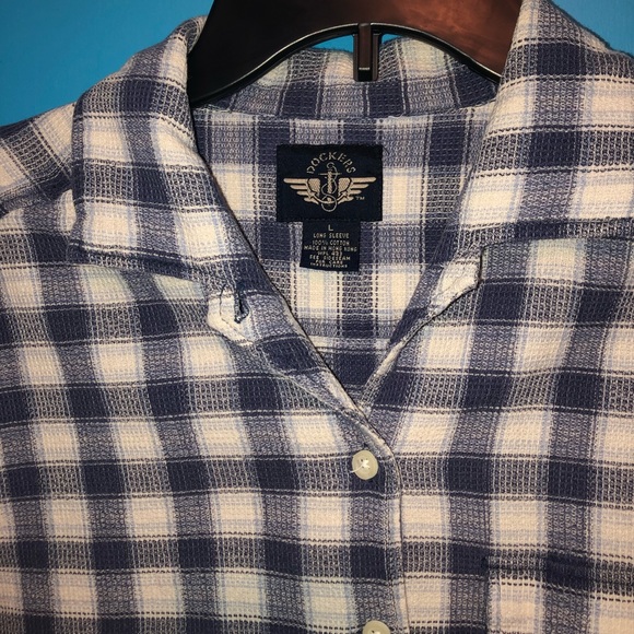 Dockers Checkered Plaid Button Down Blouse - Picture 4 of 7